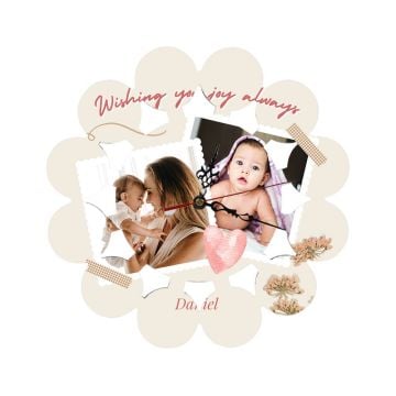 Personalisierte Namensgeschenke - Runde MDF-Wanduhr mit Foto selbst online gestalten und bedrucken