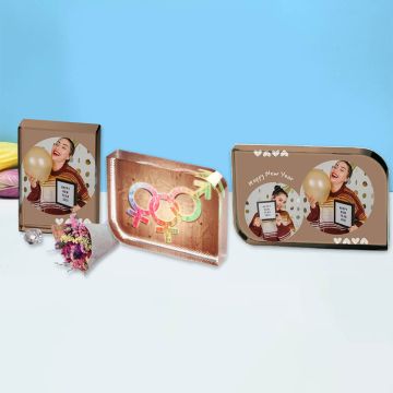 Gepersonaliseerd nieuwjaarscadeau - gepersonaliseerd gegraveerd fotokristal zelf ontwerpen met eigen foto