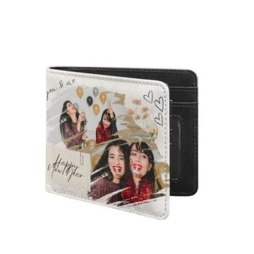 Regali di Capodanno personalizzati - Portafoglio bifold da uomo personalizzato con foto