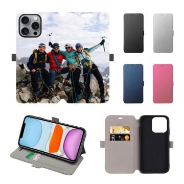 Customized iPhone 16 Pro Max Leather Full Print Flip Wallet Phone Case with Photos, Design, Texts, etc.