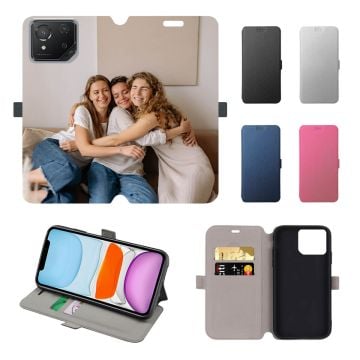 Custom ASUS ROG Phone 8 Pro Leather Full Print Flip Wallet Phone Case with Photos, Design, Texts, etc.