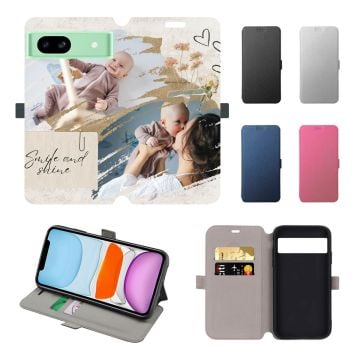 Personalized Google Pixel 8a Leather Full Print Flip Wallet Phone Case with Design, Photos, Texts, etc.