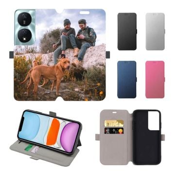 Custom HONOR X7b 5G (50 MP) Leather Full Print Flip Wallet Phone Case with Design, Photos, Texts, etc.