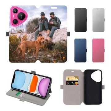 Customized HUAWEI Pura 70 Leather Full Print Flip Wallet Phone Case with Photos, Name, Design, etc.