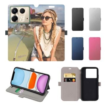 Customized Infinix Note 40S Leather Full Print Flip Wallet Phone Case with Photos, Name, Design, etc.