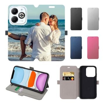 Infinix Smart 8 Plus Leder Flip Case Handyhülle selbst online gestalten und bedrucken