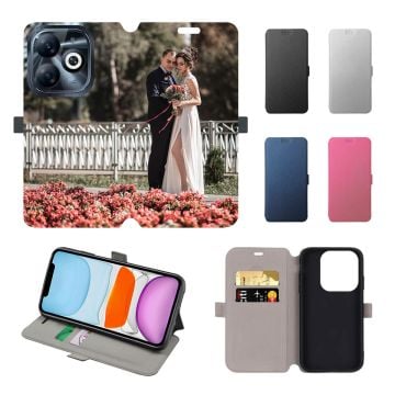Personalisierte Infinix Smart 8 Pro Leder Flip Case Handyhülle / Klapphülle mit Foto und Design selber online machen