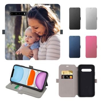 Custom LG V60 ThinQ 5G UW Leather Flip Wallet Phone Case with Your Own Design, Photos, Texts, etc. - Full Printing