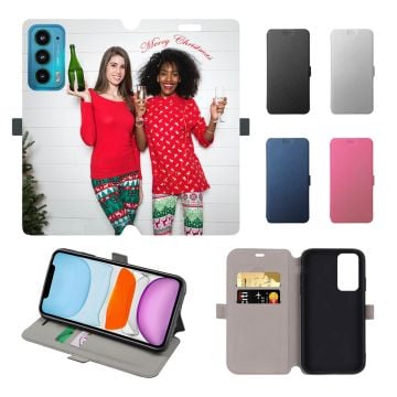 Customized Motorola Edge 20 Leather Flip Wallet Phone Case with Your Own Photos, Texts, Design, etc. - Full Printing