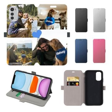 Motorola Moto E32s flip telefoonhoesje zelf ontwerpen met eigen foto