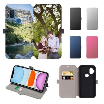 Custom Motorola One Hyper Leather Flip Wallet Phone Case with Your Own Photos, Texts, Design, etc. - Full Printing