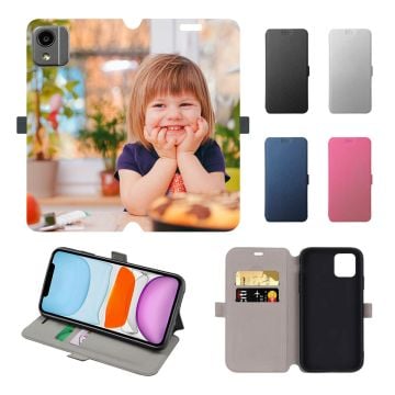 Personalized Nokia C110 Leather Full Print Flip Wallet Phone Case with Photos, Design, Texts, etc.
