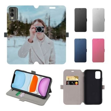 Custom Nokia C32 Leather Full Print Flip Wallet Phone Case with Photos, Name, Design, etc.