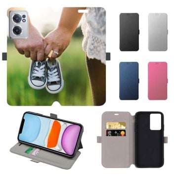 Custom Made OnePlus Nord CE 2 5G Leather Full Print Flip Wallet Phone Case with Your Photos, Texts, Design, etc.