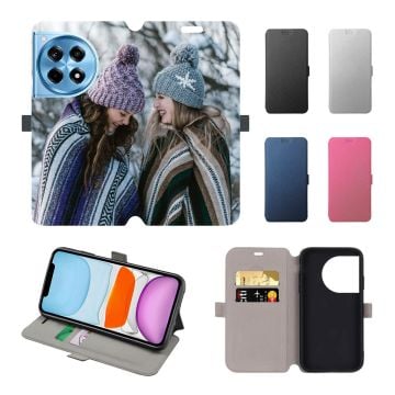 Customized OnePlus 12R Leather Full Print Flip Wallet Phone Case with Photos, Name, Design, etc.