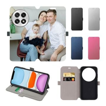 Personalisierte OnePlus 13 Leder Flip Case Handyhülle / Klapphülle mit Foto und Design selber online machen
