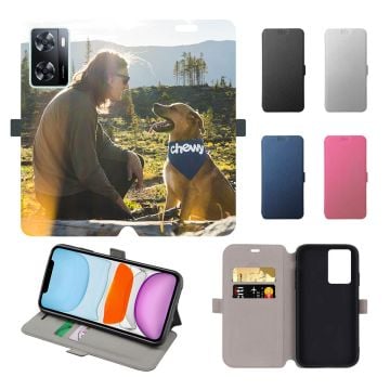 Custom OPPO A57 4G Leather Full Print Flip Wallet Phone Case with Your Own Design, Photos, Texts, etc.