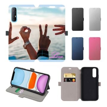 Custom OPPO Find X2 Neo Leather Flip Wallet Phone Case with Your Photos, Texts, Design, etc. - Full Printing