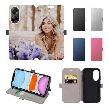 OPPO A98 Leder Flip Case Handyhülle mit eigenem Foto selbst online gestalten