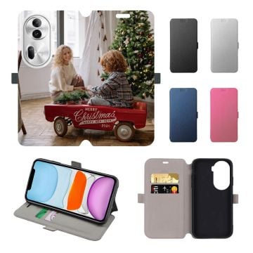 Personalisierte OPPO Reno11 Pro Leder Flip Case Handyhülle / Klapphülle mit Foto und Design selber online machen