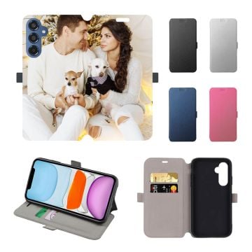 Personalisierte Samsung Galaxy M35 Leder Flip Case Handyhülle mit Foto und Design selbst gestalten
