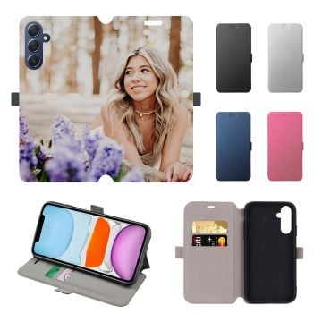 Samsung Galaxy M54 Leder Flip Case Handyhülle selbst online gestalten und bedrucken