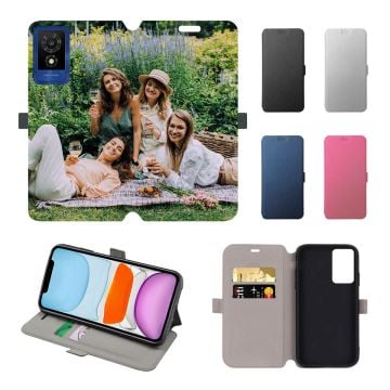 Custom TCL 501 Leather Full Print Flip Wallet Phone Case with Design, Pictures, Texts, etc.