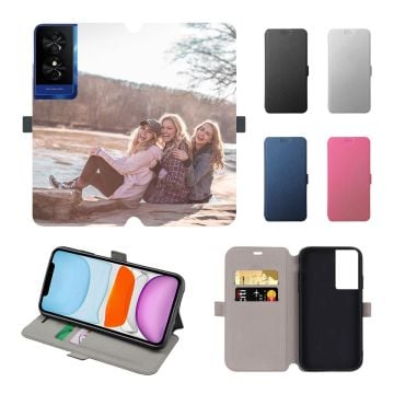 Customized TCL 50 SE Leather Full Print Flip Wallet Phone Case with Photos, Name, Design, etc.