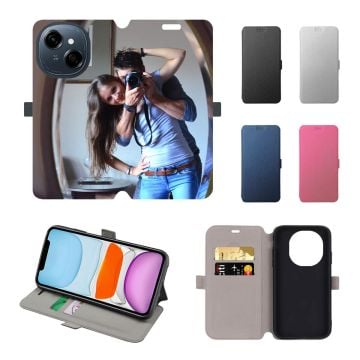 Personalized TECNO Spark Go 1 Leather Full Print Flip Wallet Phone Case with Pictures, Name, Design, etc.