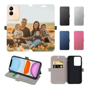 Personalisierte vivo V29e Leder Flip Case Handyhülle / Klapphülle mit Foto und Design selber online machen
