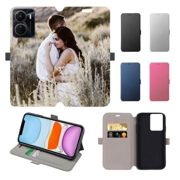 Personalized vivo Y16 Leather Full Print Flip Wallet Phone Case with Your Photos, Texts, Design, etc.