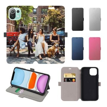 Customized Xiaomi Mi 11 Lite 5G Leather Flip Wallet Phone Case with Your Own Photos, Texts, Design, etc. - Full Printing