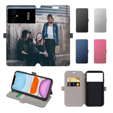 Personalized Xiaomi Poco M4 5G Leather Full Print Flip Wallet Phone Case with Your Photos, Texts, Design, etc.