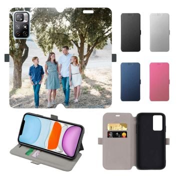 Customized Xiaomi Redmi Note 11 (China) Leather Full Print Flip Wallet Phone Case with Your Own Design, Photos, Texts, etc.
