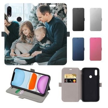 Custom Made Xiaomi Redmi Note 7S Leather Full Print Flip Wallet Phone Case with Your Own Photos, Texts, Design, etc.