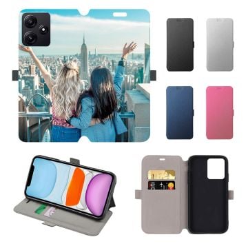 Personalisierte Xiaomi Poco M6 Pro 5G Leder Flip Case Handyhülle mit Foto und Design selbst gestalten