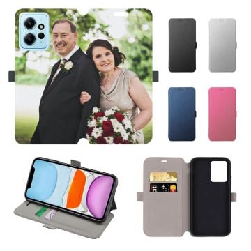 Personalisierte Xiaomi Redmi Note 12 4G Leder Flip Case Handyhülle mit Foto und Design selbst gestalten
