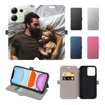 Personalisierte Xiaomi Redmi Note 13 4G Leder Flip Case Handyhülle / Klapphülle mit Foto und Design selber online machen