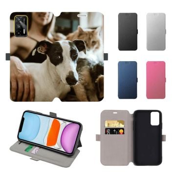 Custom Realme GT 5G Leather Full Print Flip Wallet Phone Case with Your Own Photos, Texts, Design, etc.