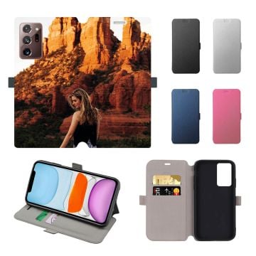 Personalized Samsung Galaxy Note20 Ultra Leather Full Print Flip Wallet Phone Case with Your Own Design, Photos, Texts, etc.