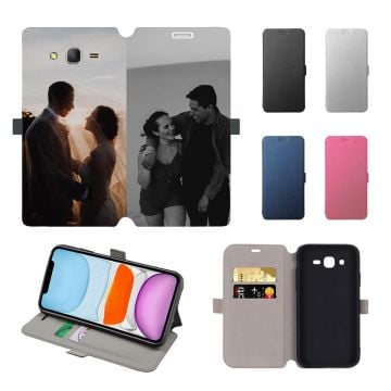 Customized Samsung Galaxy On7 Leather Full Print Flip Wallet Phone Case with Your Photos, Texts, Design, etc.
