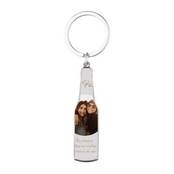 Personalized Gifts for Travelers - Custom Bottle Shape Beer Opener Keychain With Pictures, Name, Design, etc.