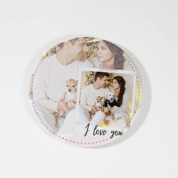 Regalos personalizados de San Valentín - Posavasos circulares de 10 cm (3,9") de diámetro con foto personalizada