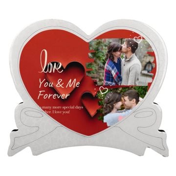 Personalized Valentine's Day Gifts - Personalized Heart-shaped Wooden Photo Display With Photos, Design, Texts, etc.