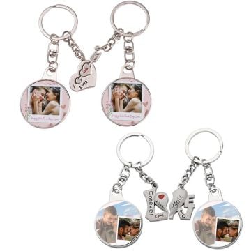 Personalized Valentine's Day Gifts - Custom 2pcs Matching Keychains With Photos, Name, Design, etc.