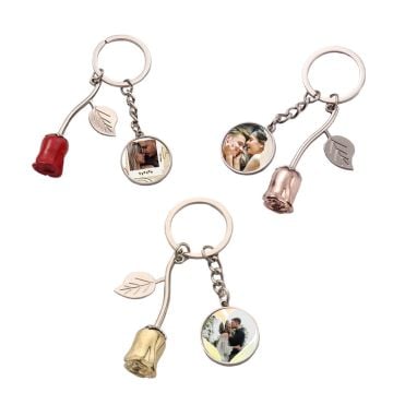 Personalized Valentine's Day Gifts - Custom Rose Keychain With Design, Pictures, Texts, etc.