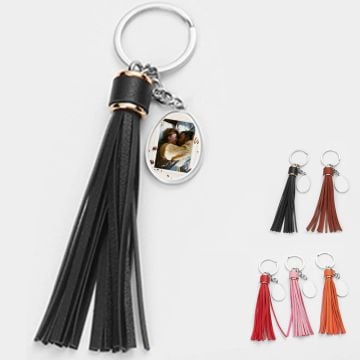 Personalized Valentine's Day Gifts - Custom Leather Tassel Key Ring With Photos, Name, Design, etc.