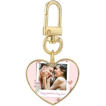 Personalized Valentine's Day Gifts - Custom Heart Charm Keychain With Pictures, Name, Design, etc.