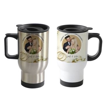 Personalisierte Hochzeitsgeschenke - Personalisierter 15-Unzen-Edelstahl-Auto-Isolierbecher mit Griff mit Foto und Design selbst gestalten