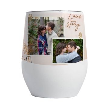 Regalos de boda personalizados - Taza de cáscara de huevo de acero inoxidable de 12 OZ personalizada con foto y letra